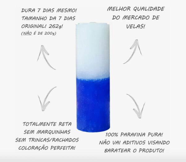 VELA SETE DIAS AZUL E BRANCA - Imagem 4