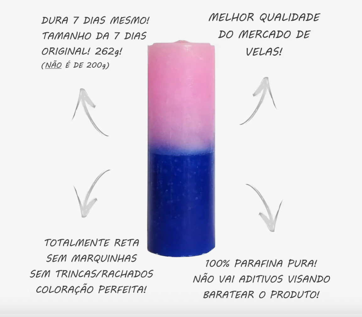 VELA SETE DIAS ROSA E AZUL - Imagem 4