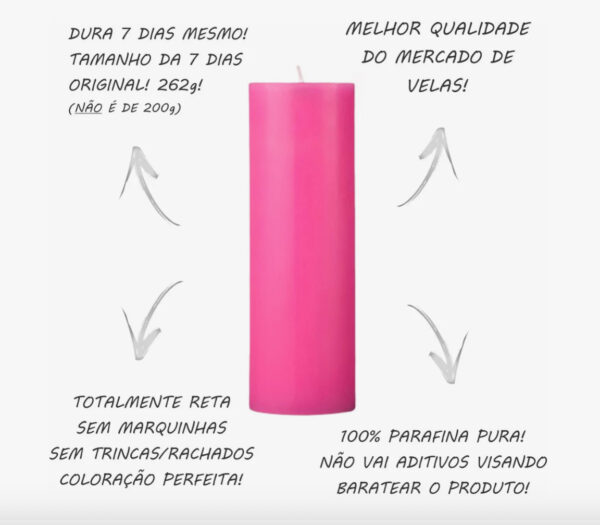 VELA SETE DIAS ROSA ESCURO - Imagem 4