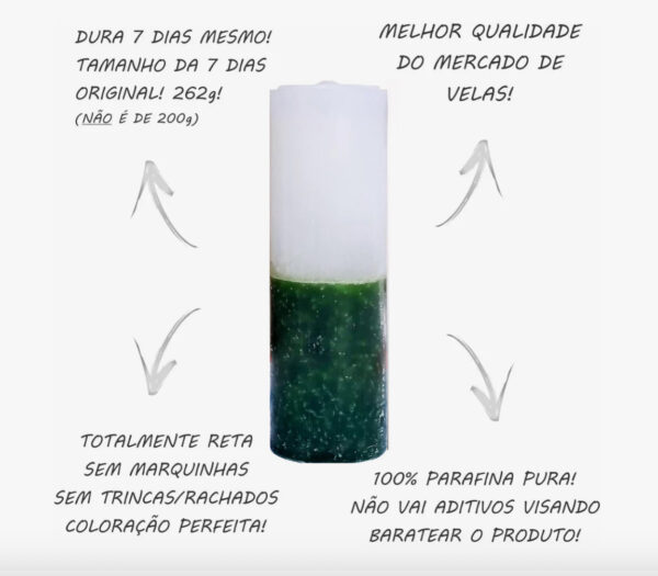 VELA SETE DIAS BRANCA E VERDE - Imagem 4