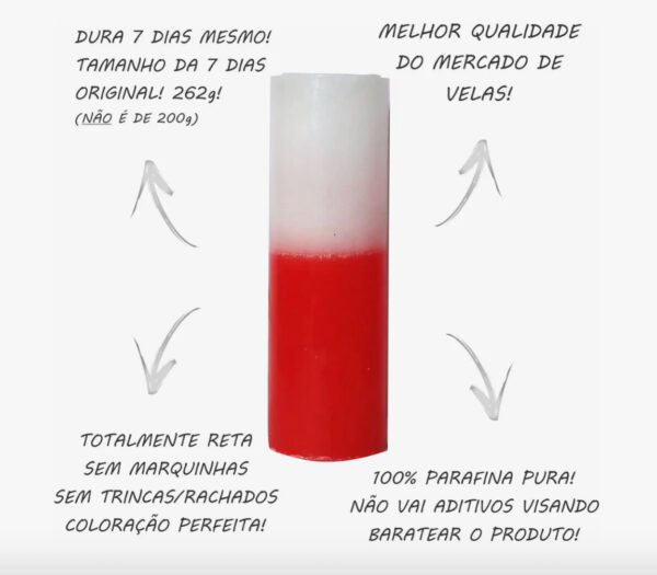 VELA SETE DIAS BRANCA E VERMELHA - Imagem 4